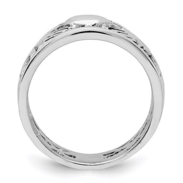 Antiqued Claddagh Ring in Rhodium-Plated Sterling Silver - Style GR1-1018038