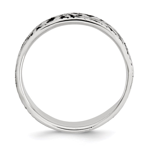 Antiqued Floral Design Sterling Silver Ring