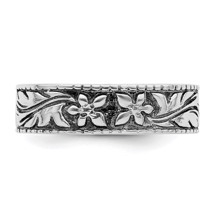 High-Quality Antiqued Floral Design Sterling Silver Ring - Stylish & Affordable-4