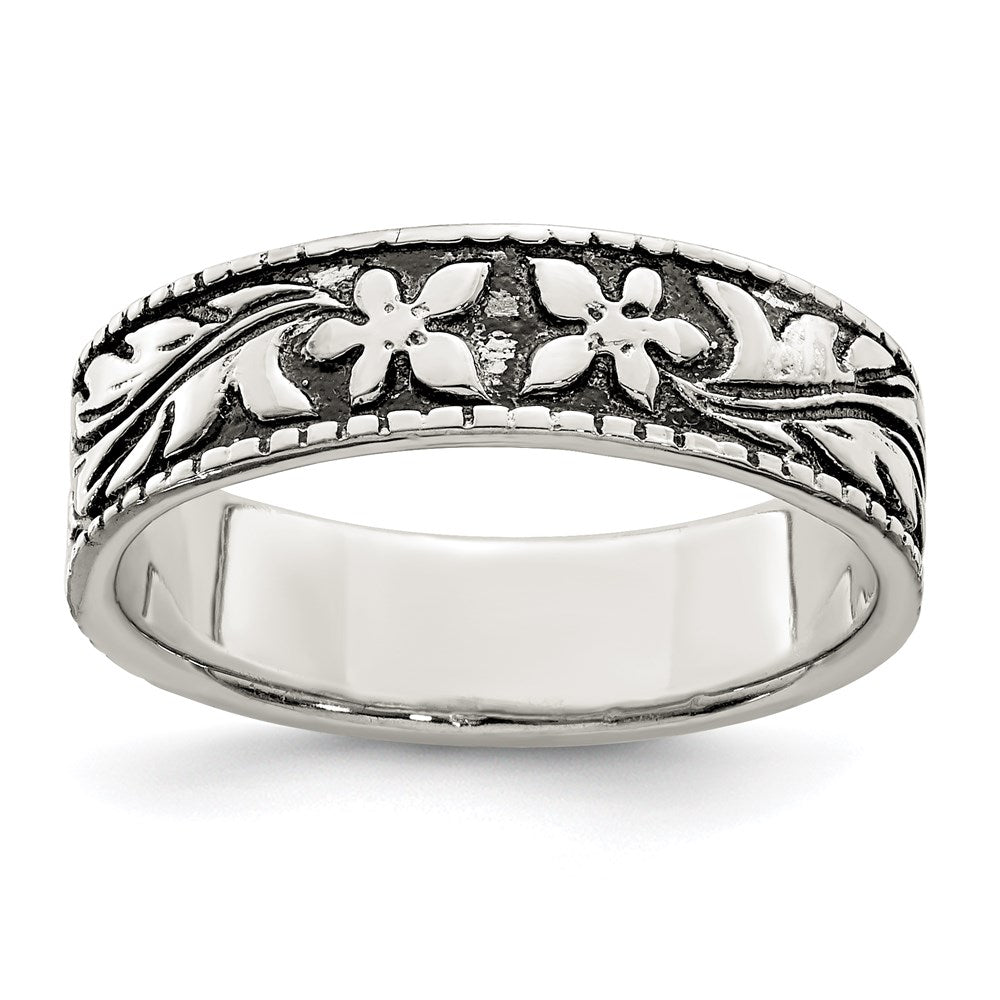 Buy Stylish Antiqued Floral Design Sterling Silver Ring - Quality & Value