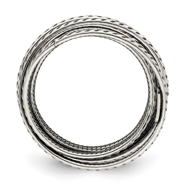 Antiqued Textured Sterling Silver Spring Ring