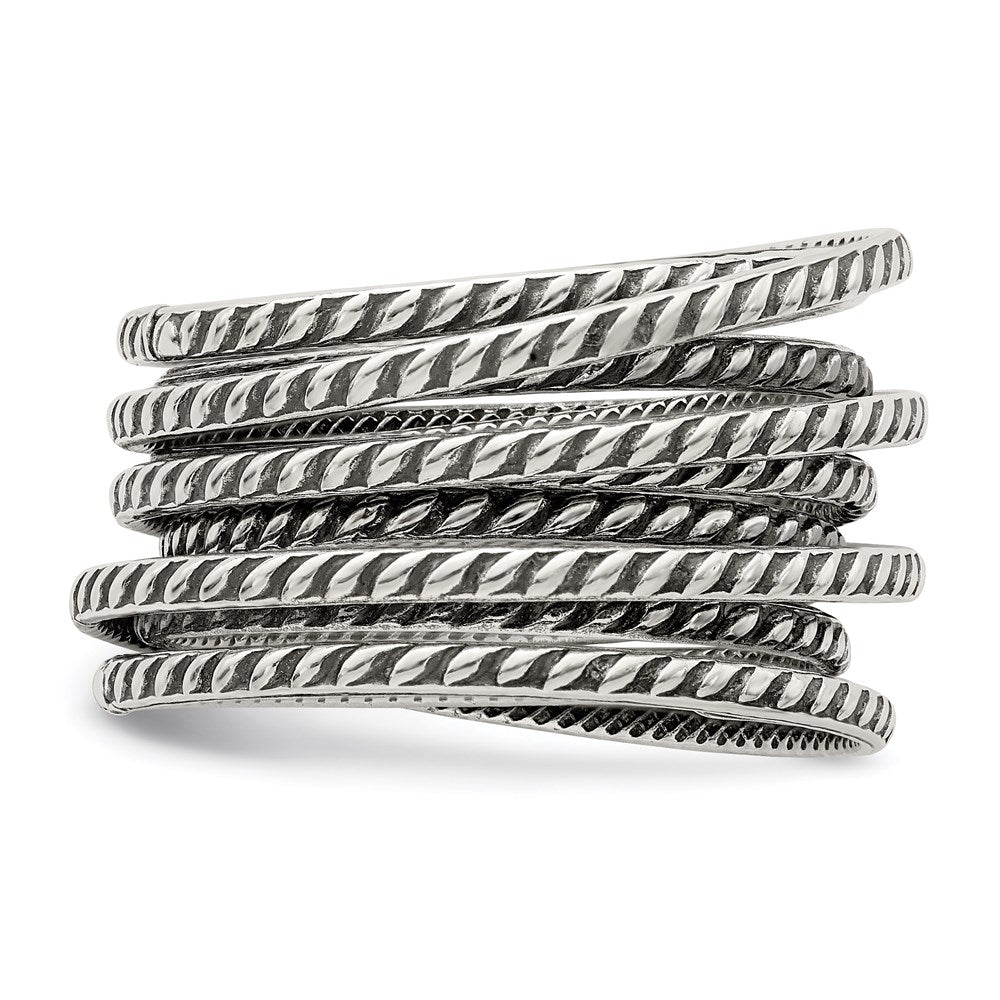 High-Quality Antiqued Textured Sterling Silver Spring Ring - Stylish Value!