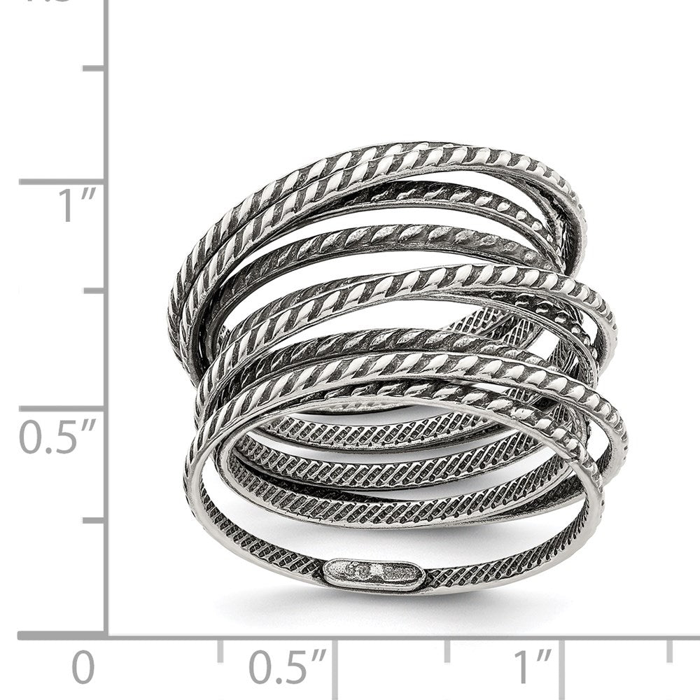 High-Quality Antiqued Textured Sterling Silver Spring Ring - Stylish Value!