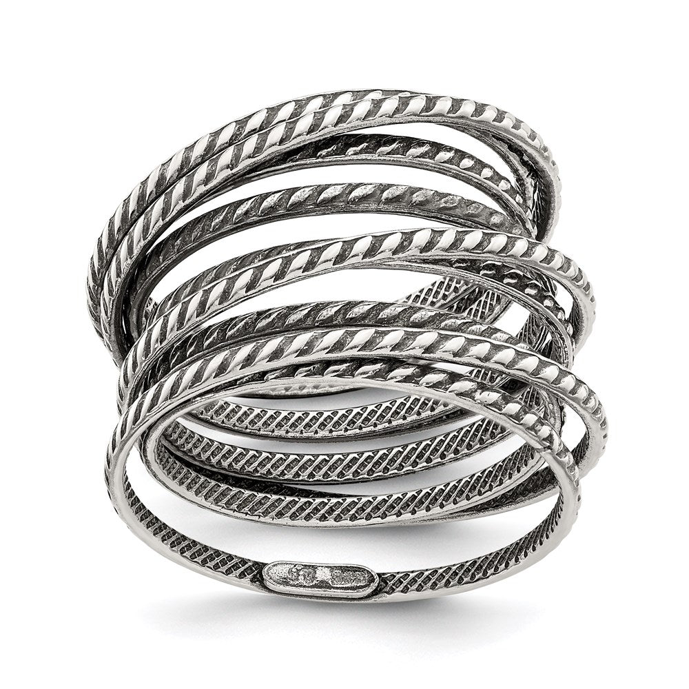 High-Quality Antiqued Textured Sterling Silver Spring Ring - Stylish Value!