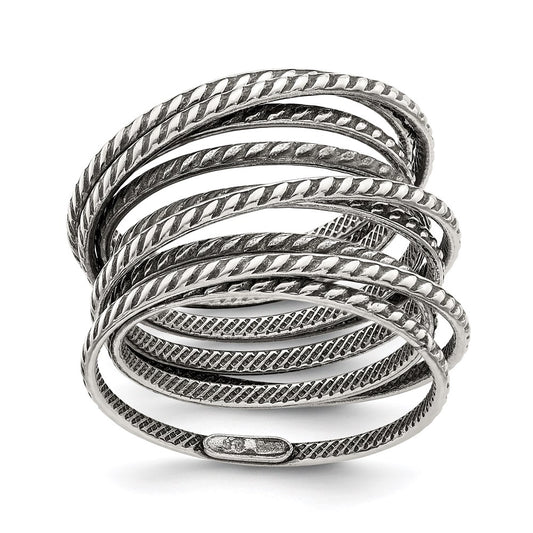 High-Quality Antiqued Textured Sterling Silver Spring Ring - Stylish Value!