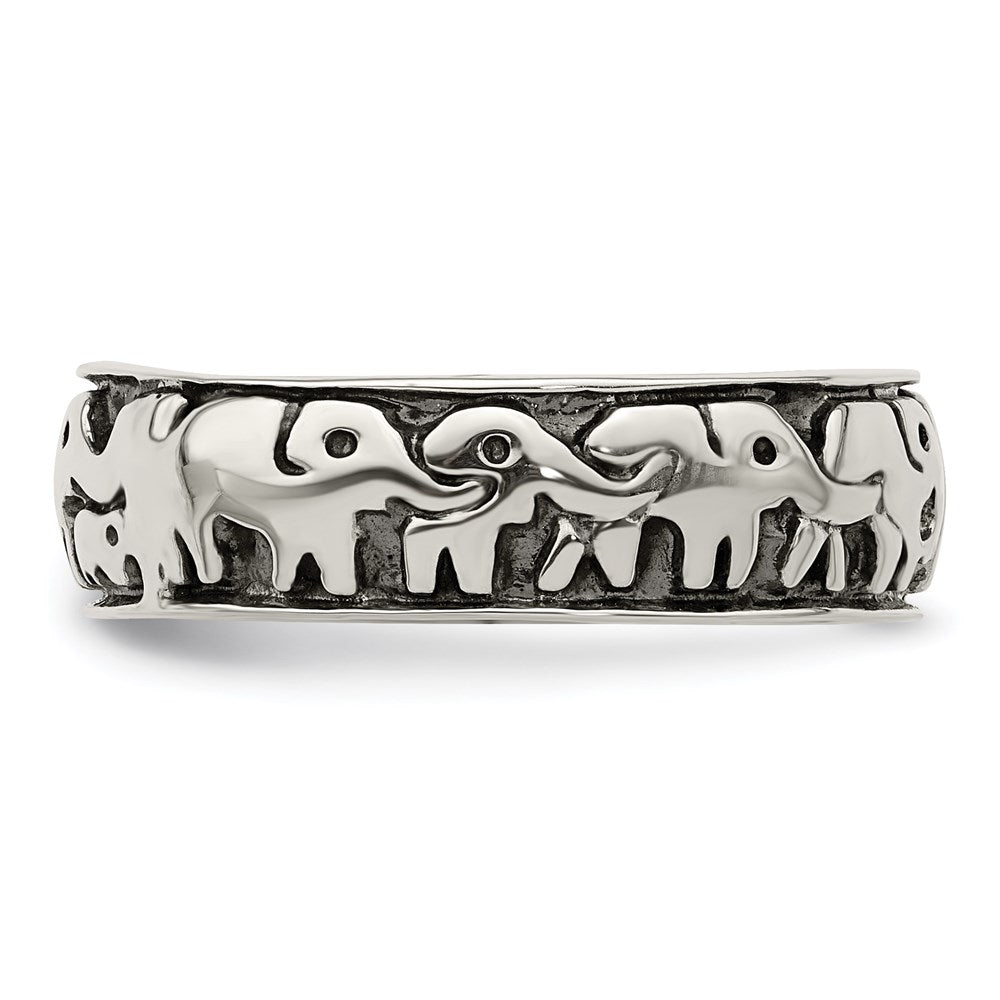 High-Quality Polished & Antiqued Sterling Silver Elephant Ring - Stylish Value