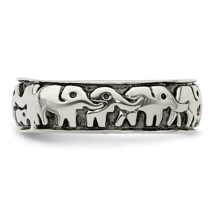 High-Quality Polished & Antiqued Sterling Silver Elephant Ring - Stylish Value-5