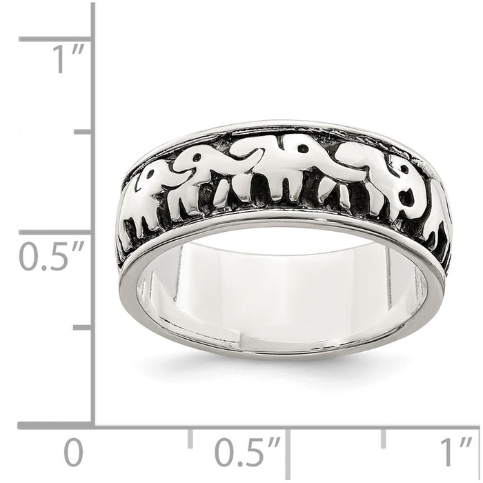 High-Quality Polished & Antiqued Sterling Silver Elephant Ring - Stylish Value-4