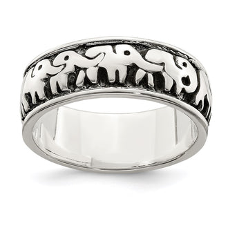 High-Quality Polished & Antiqued Sterling Silver Elephant Ring - Stylish Value