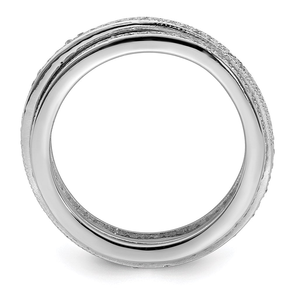 Shop Stylish Polished Rhodium-Plated Sterling Silver CZ Eternity Ring, 3mm
