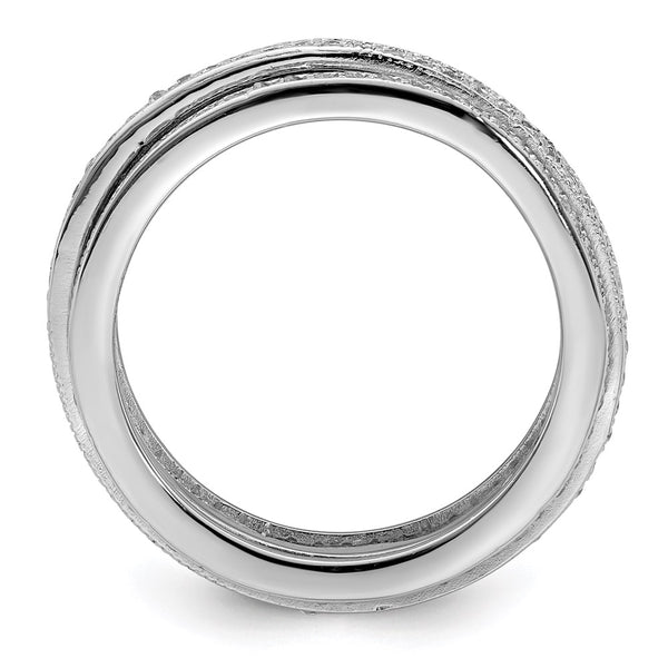 Polished Rhodium-Plated Sterling Silver CZ Eternity Ring, 3mm