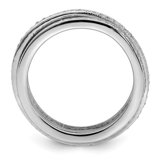 Shop Stylish Polished Rhodium-Plated Sterling Silver CZ Eternity Ring, 3mm