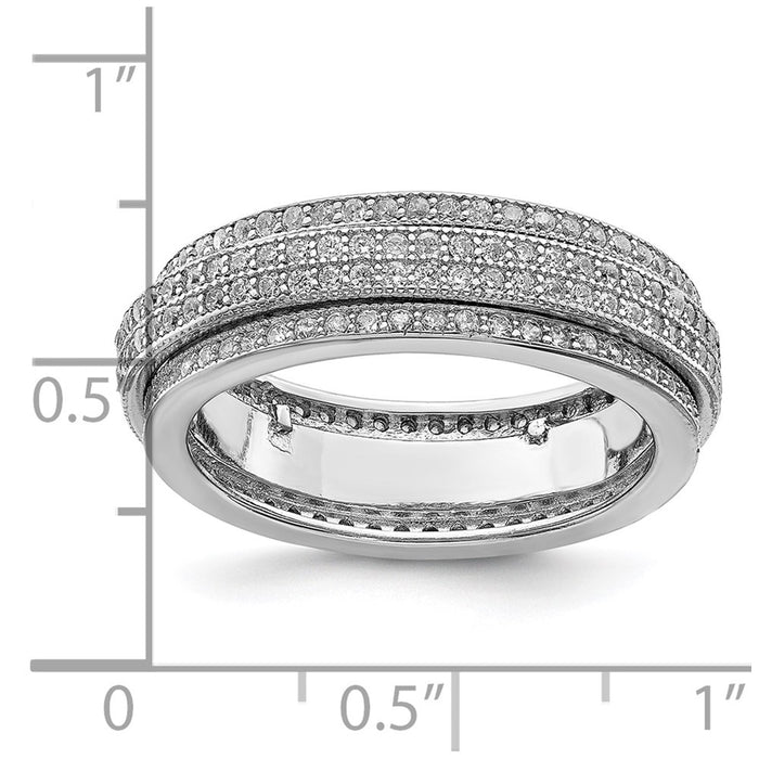 Shop Stylish Polished Rhodium-Plated Sterling Silver CZ Eternity Ring, 3mm-3