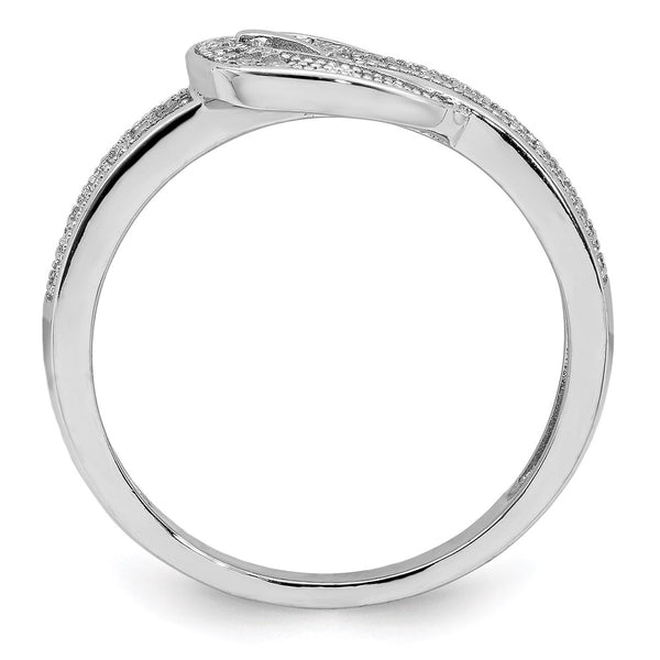 Rhodium-Plated Sterling Silver CZ Buckle Ring