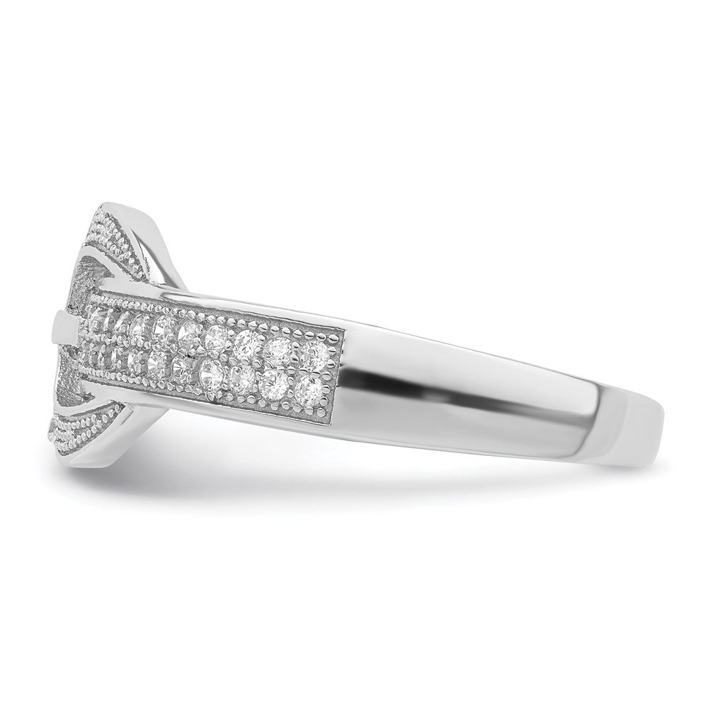 Shop Exclusive Rhodium-Plated Sterling Silver CZ Buckle Ring - Stylish Design
