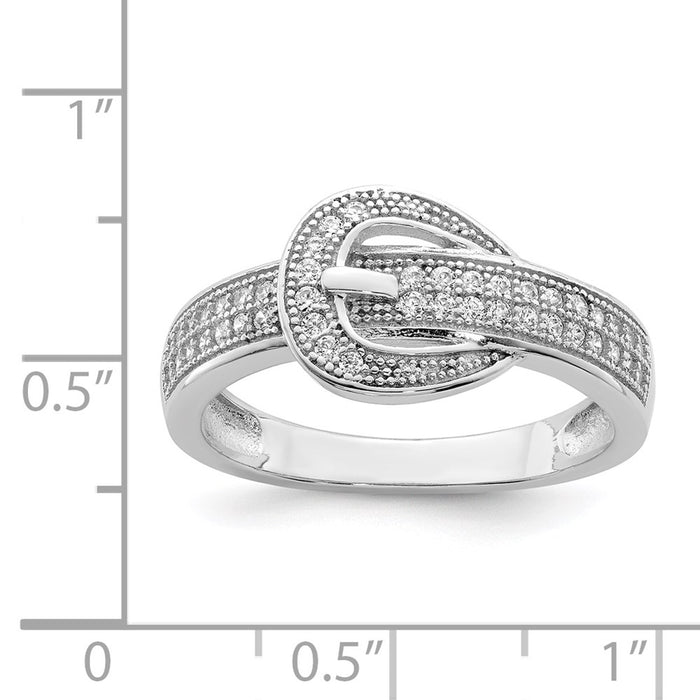 Shop Stylish Rhodium-Plated Sterling Silver CZ Buckle Ring - Affordable Luxury-4