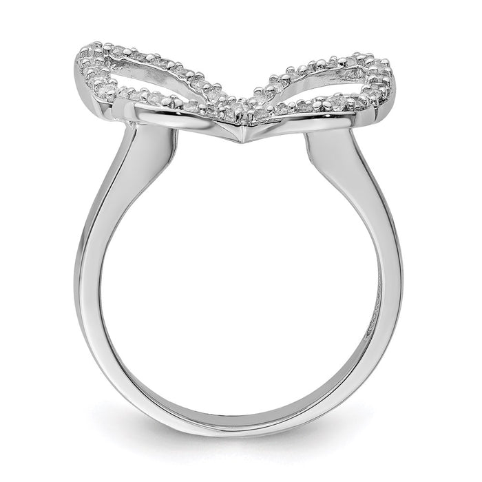 Shop Stylish Rhodium-Plated Sterling Silver CZ Butterfly Ring - Affordable Elegance-2