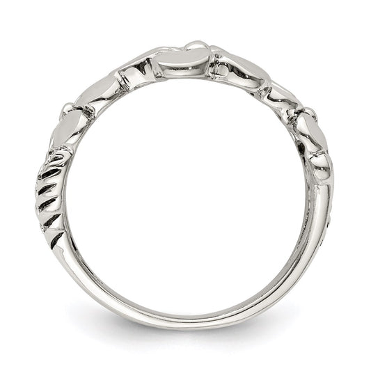 Exclusive Floral Ring in Polished & Antiqued Sterling Silver - Stylish Value!