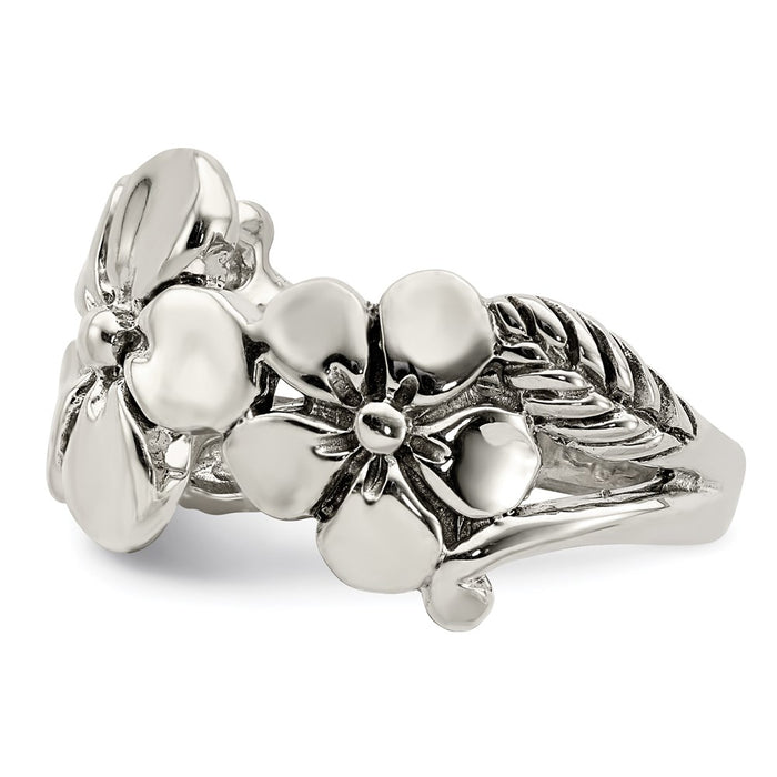 Shop Exclusive Polished and Antiqued Sterling Silver Floral Ring - Stylish Design-3