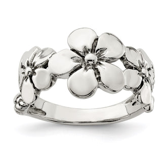 Shop Exclusive Polished and Antiqued Sterling Silver Floral Ring - Stylish Design