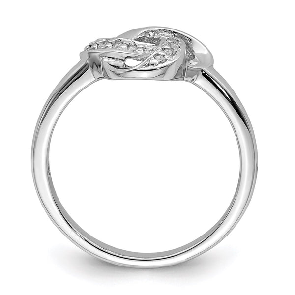 Rhodium-Plated Sterling Silver CZ Knot Ring