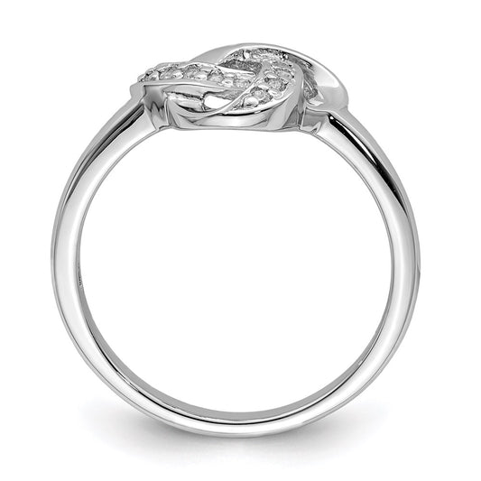 Exclusive Rhodium-Plated Sterling Silver CZ Knot Ring - Stylish Elegance