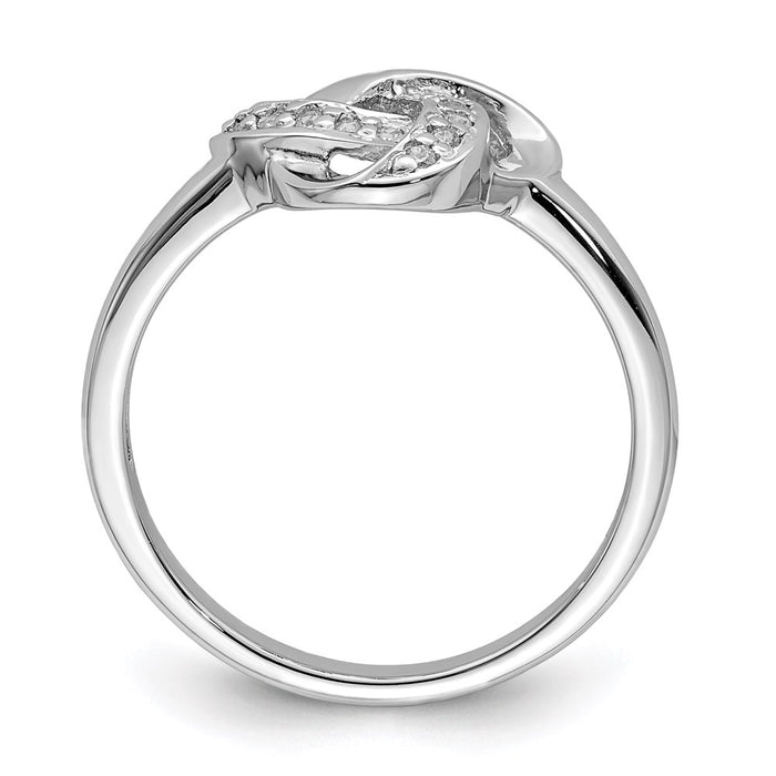 Exclusive Rhodium-Plated Sterling Silver CZ Knot Ring - Stylish Elegance-2