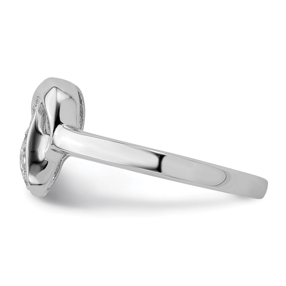 Exclusive Rhodium-Plated Sterling Silver CZ Knot Ring - Stylish Elegance