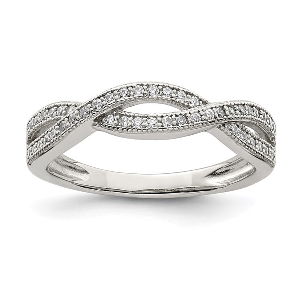 Rhodium-Plated Sterling Silver CZ Ring - Style GR1-1008743