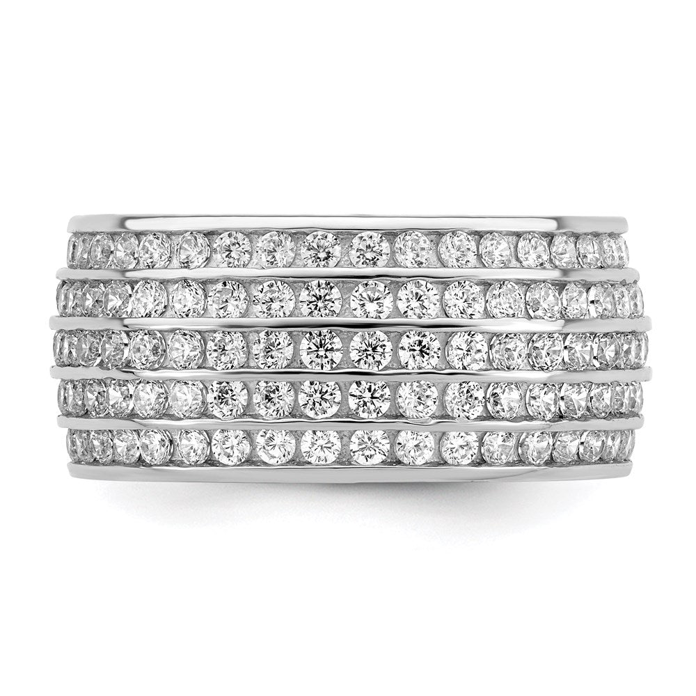 Buy Stylish Rhodium-Plated Sterling Silver 5-Row Eternity Band - Affordable Luxury