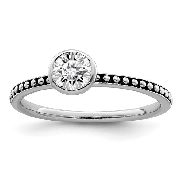 Sterling Silver Rhodium-Plated Ring Set with Pink & White CZ