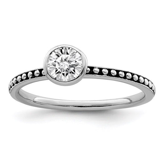 Exclusive Sterling Silver Rhodium-Plated Ring Set with Pink & White CZ - Stylish!