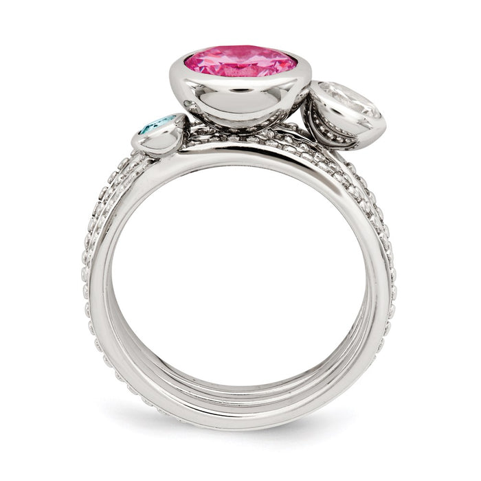 Shop Exclusive Rhodium-Plated Sterling Silver Ring Set with CZ & Glass Accents-5