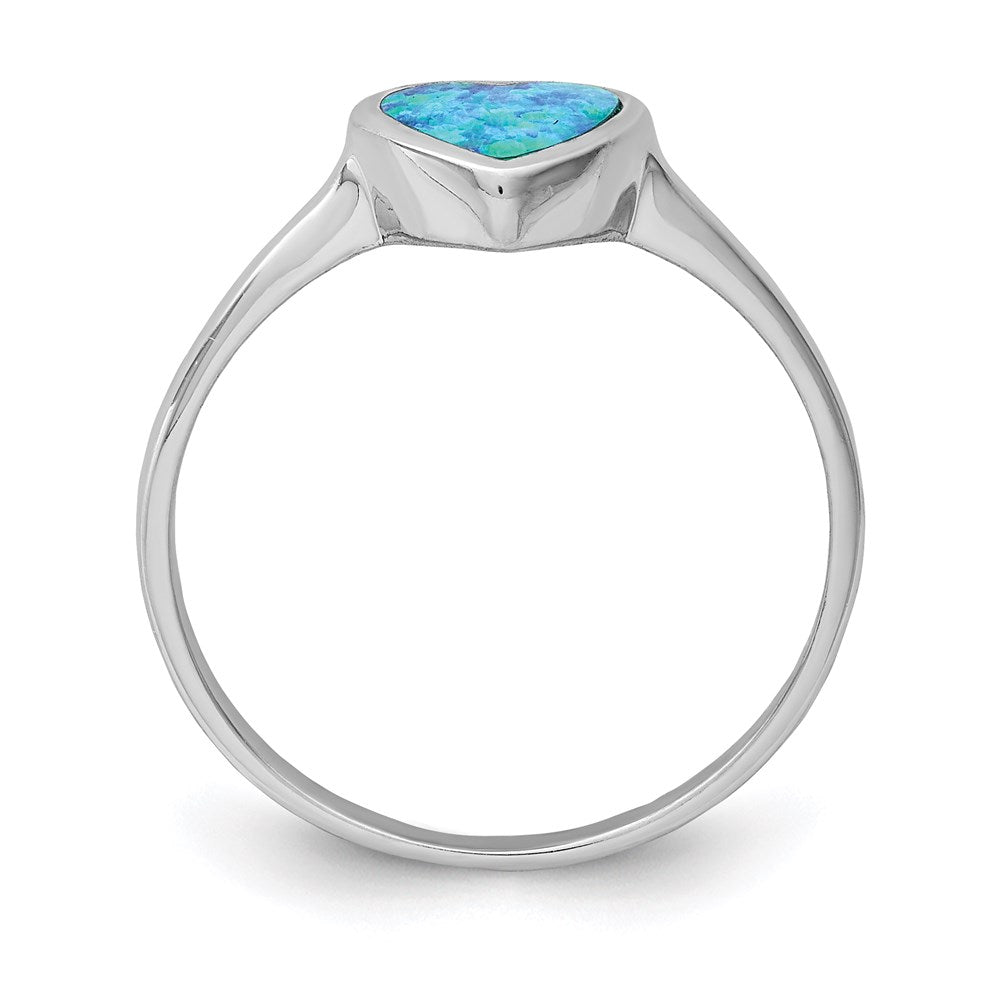 High-Quality Polished Heart Ring in Sterling Silver with Synthetic Opal - Affordable Luxury