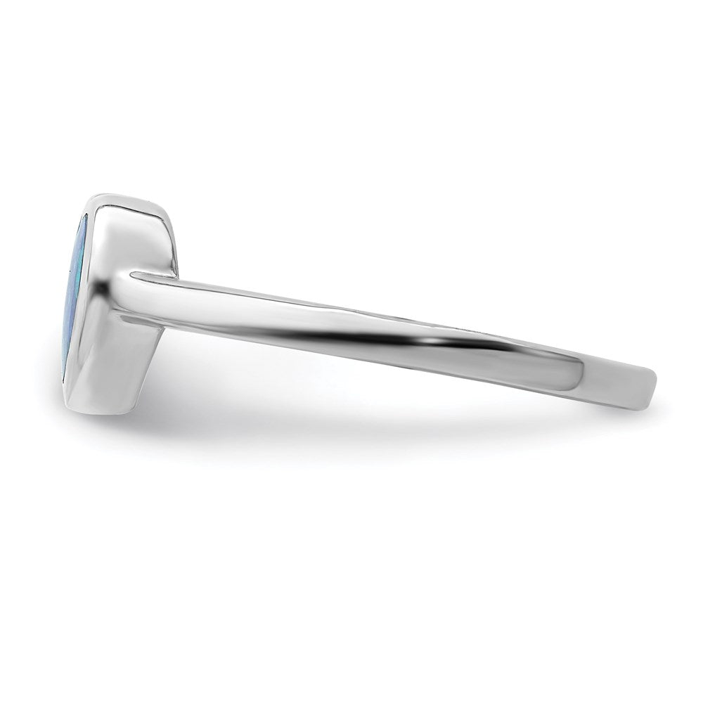 High-Quality Polished Heart Ring in Sterling Silver with Synthetic Opal - Affordable Luxury