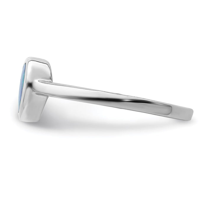 High-Quality Polished Heart Ring in Sterling Silver with Synthetic Opal - Affordable Luxury-3