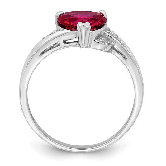 Exclusive Rhodium-Plated Sterling Silver Heart Ring | Stylish CZ & Ruby Accents