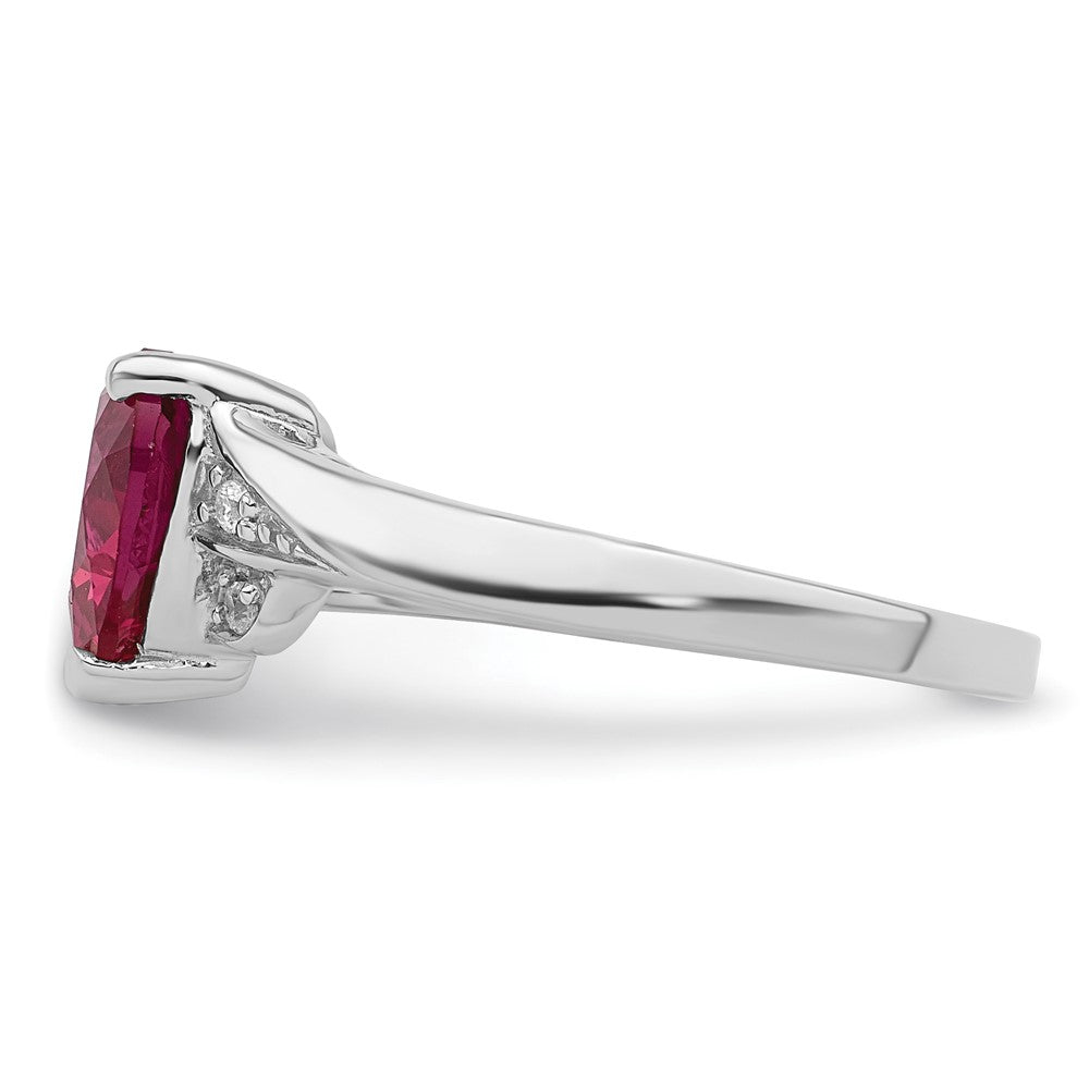 Buy Exclusive Rhodium-Plated Sterling Silver Heart Ring with CZ & Ruby Accents