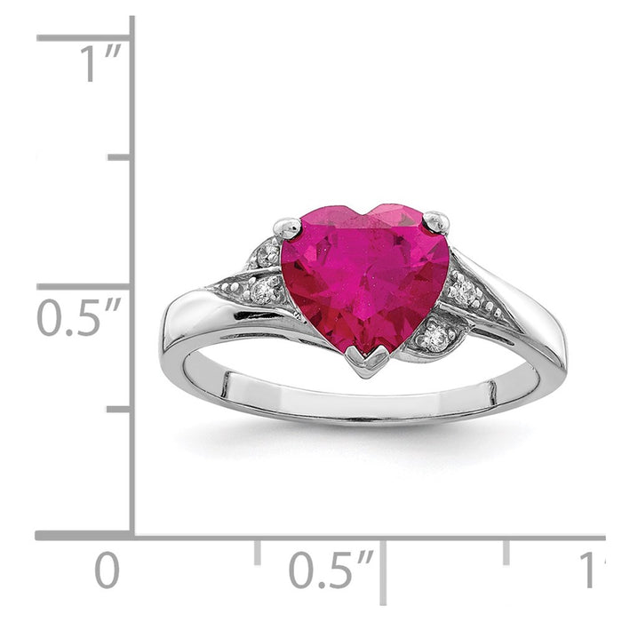 Exclusive Rhodium-Plated Sterling Silver Heart Ring | Stylish CZ & Ruby Accents-4