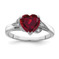 Buy Exclusive Rhodium-Plated Sterling Silver Heart Ring with CZ & Ruby Accents-2