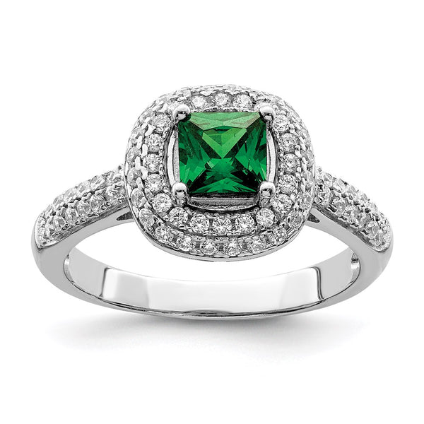 Rhodium-Plated Sterling Silver Ring with 0.85ct Cubic Zirconia