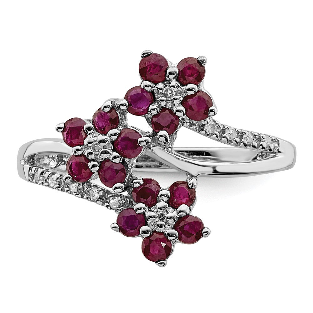 Shop Exclusive Rhodium-Plated Sterling Silver Ring with Rubies & Diamonds