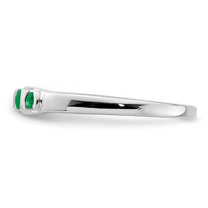 Exclusive Polished Emerald Triple Stone Ring in Rhodium-Plated Silver - Stylish Value-3