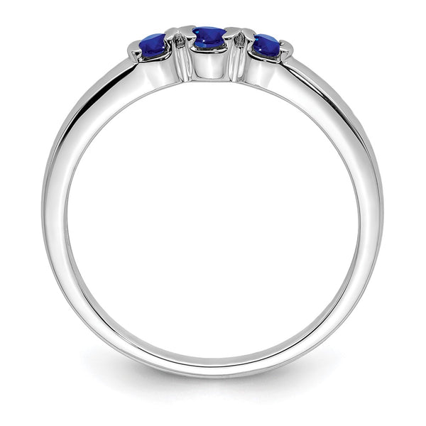Polished Sapphire Ring in Rhodium-Plated Sterling Silver