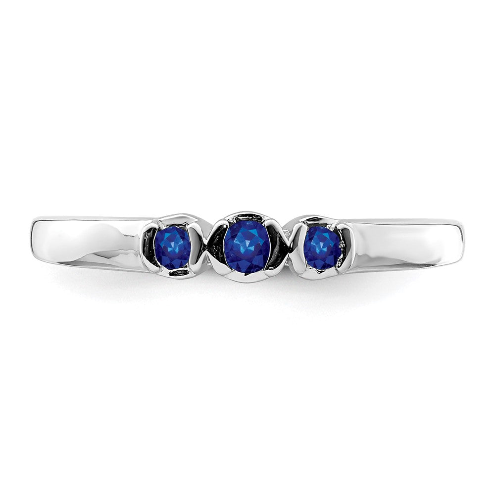 High-Quality Polished Sapphire Ring in Rhodium-Plated Sterling Silver - Stylish Value