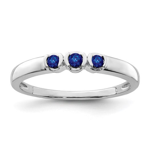 High-Quality Polished Sapphire Ring in Rhodium-Plated Sterling Silver - Stylish Value