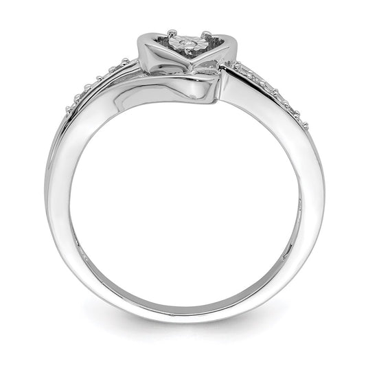 Shop Stylish Rhodium-Plated Sterling Silver Heart Ring with Diamond Accents