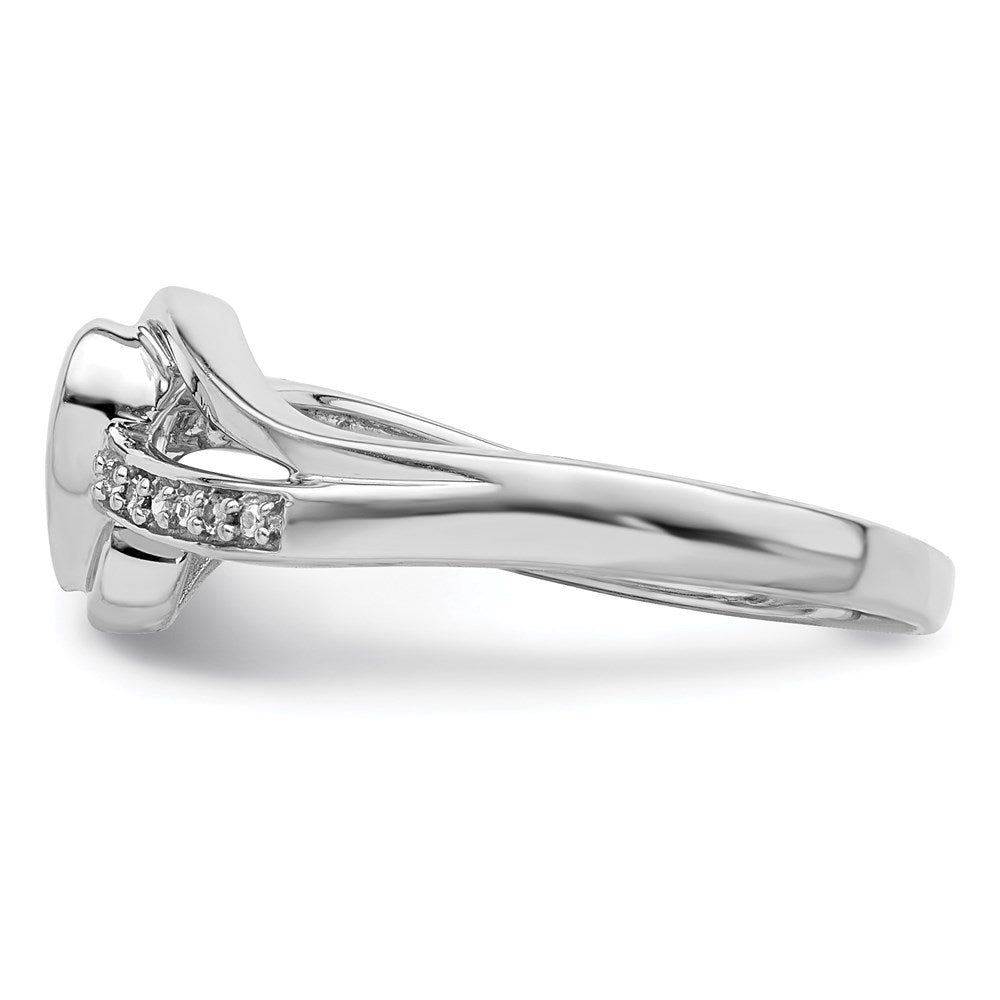 Exclusive Rhodium-Plated Sterling Silver Diamond Heart Ring - Stylish Value