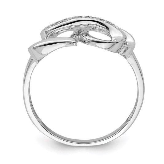 Exclusive Rhodium-Plated Sterling Silver Double Heart Diamond Ring - Stylish Design