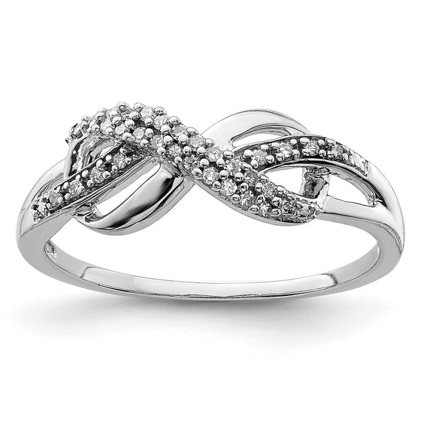Rhodium-Plated Sterling Silver Diamond Infinity Band - 0.85mm